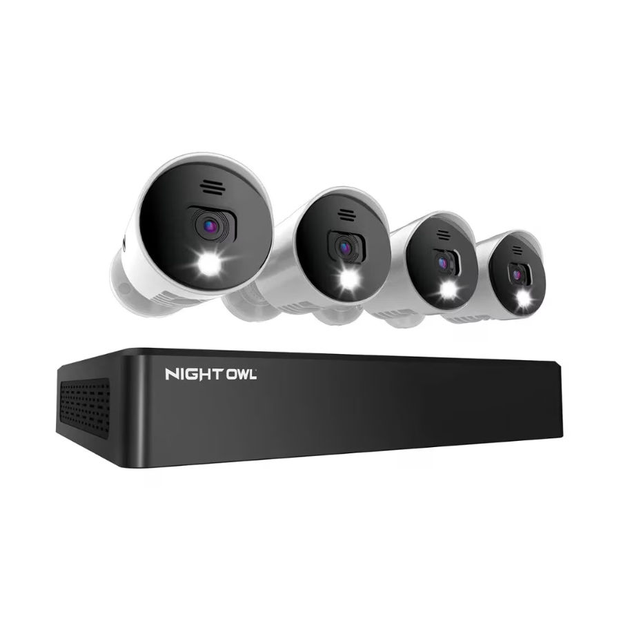 Sistema de 4 cámaras Night Owl (WM-BTD881-4LSA) DVR BT de 8 canales con disco duro de 1TB (NUEVO)
