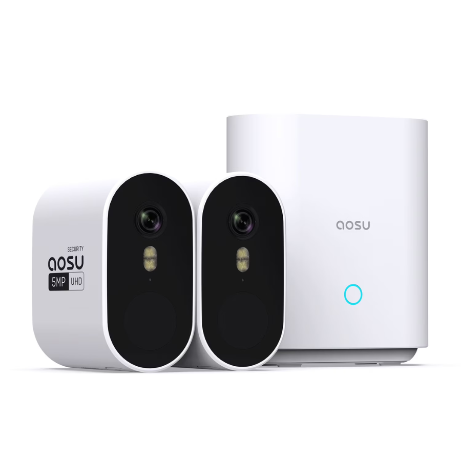 AOSU (C6S2AH11) Sistema de cámara inalámbrica para exteriores 3K 5.0-MP, blanco (NUEVO)