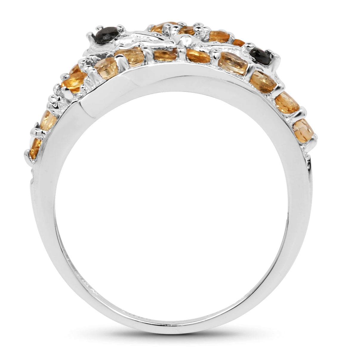 Anillo de plata de ley .925 con citrino genuino de 1.00 quilates y espinela negra