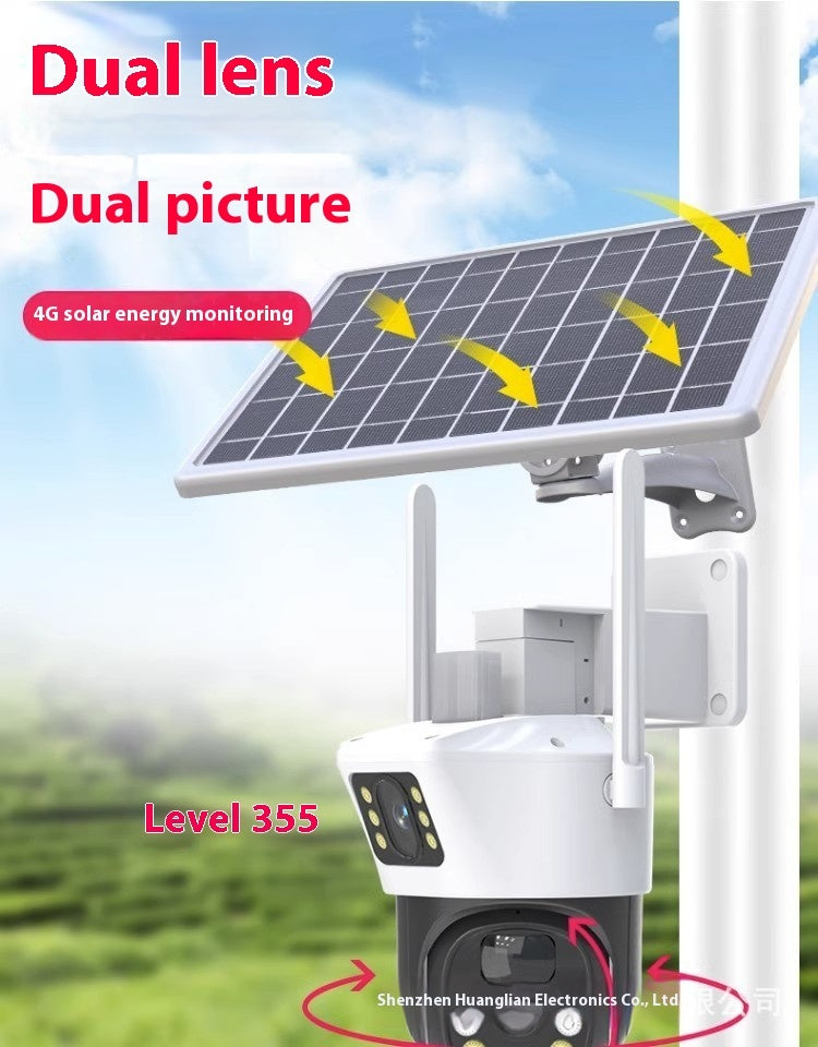 Solar Home Surveillance Camera Dual-screen Outdoor Wifi4g Intelligent Network