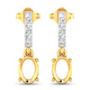 0.14 Carat Genuine White Diamond 14K Yellow Gold Semi Mount Earrings - holds 7x5mm Oval Gemstones