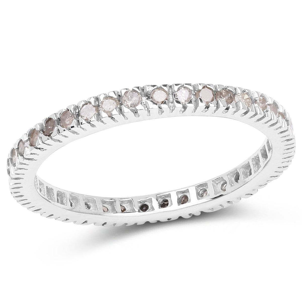 Anillo de Plata Fina .925 con Diamante Champaña Genuino de 0.57 Quilates