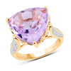 14K Yellow Gold Plated 10.44 Carat Genuine Pink Amethyst and White Topaz .925 Sterling Silver Ring