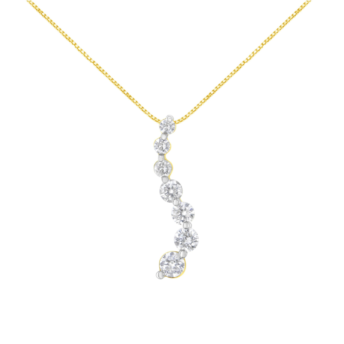Collar con colgante AGS certificado, oro amarillo de 14 quilates, diamantes talla baguette y brillantes redondos de 2.0 quilates, estilo "journey", 45.72 cm (color F-G, claridad I1-I2)