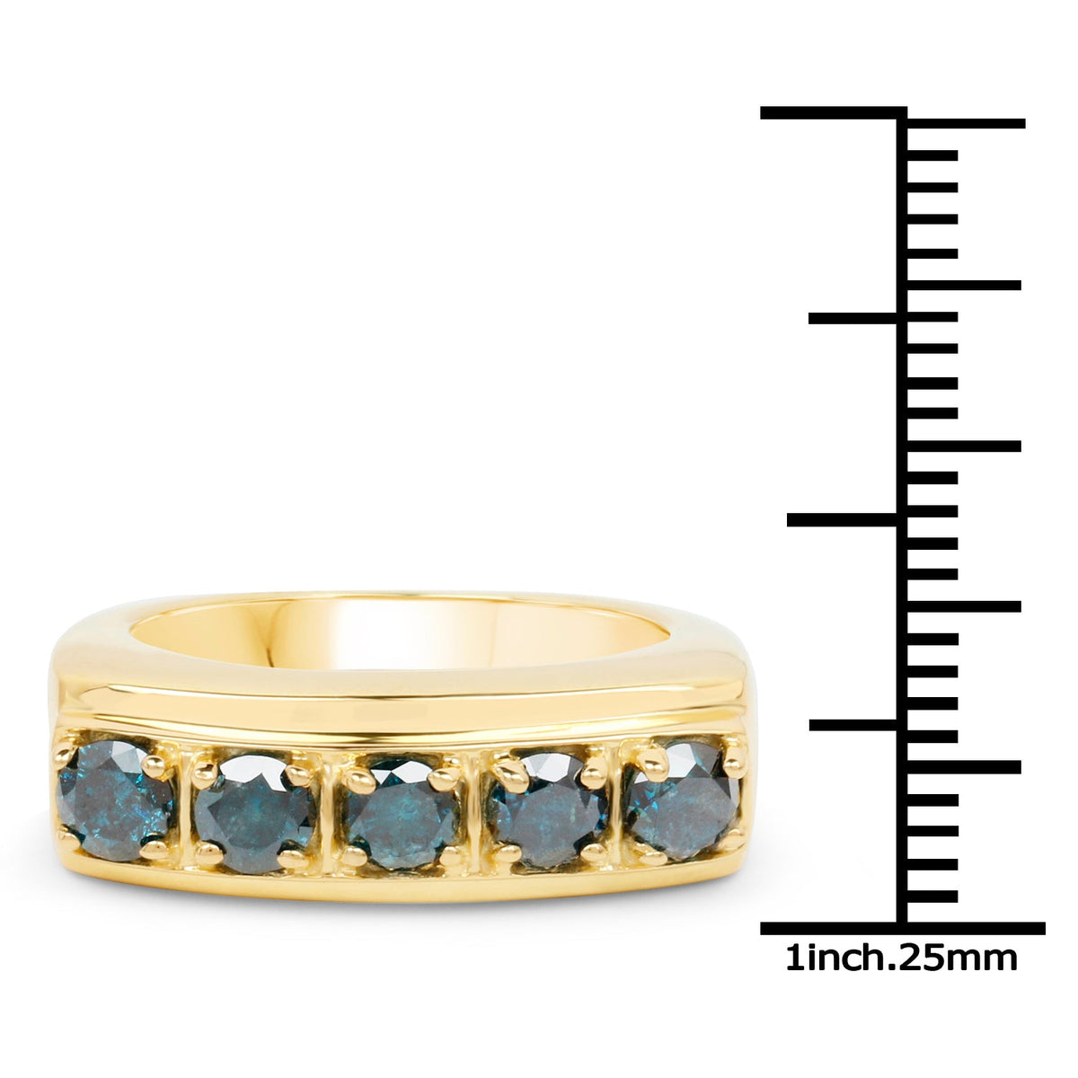 Anillo de plata de ley .925 con baño de oro amarillo de 14 quilates y diamante azul auténtico de 1.25 quilates