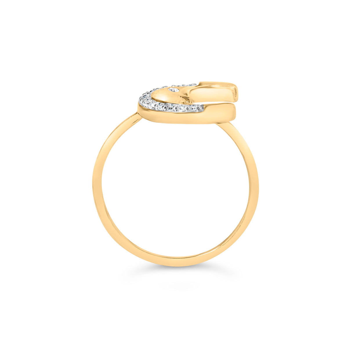Anillo de luna creciente de oro amarillo de 10K con diamante de 0,10 Cttw (color I-J, claridad I1-I2) - Talla 6
