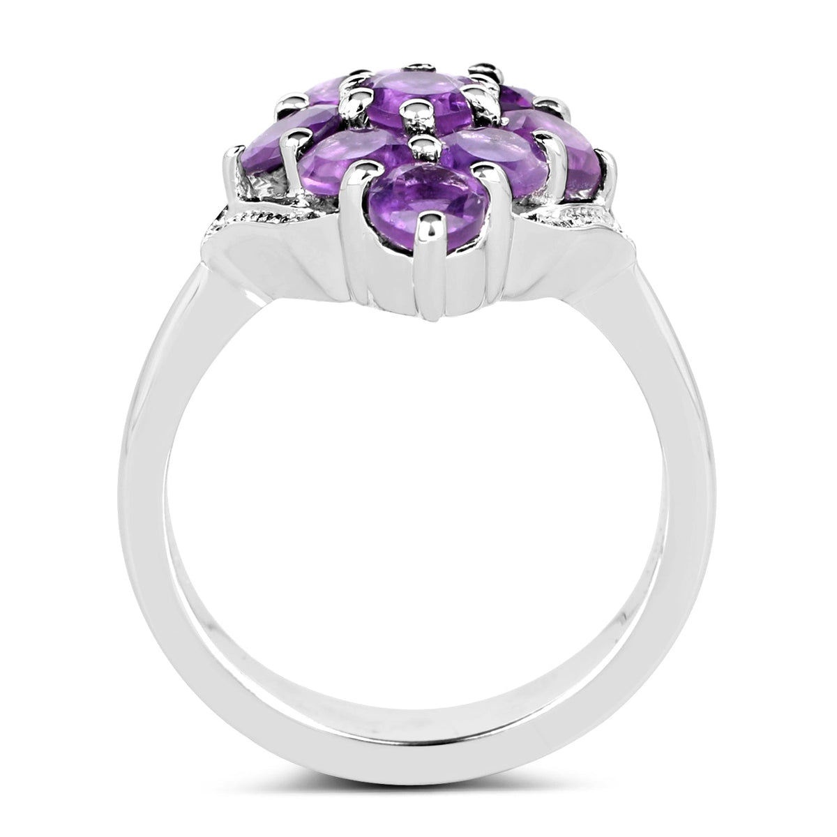Anillo de plata de ley .925 con amatista genuina de 2.16 quilates