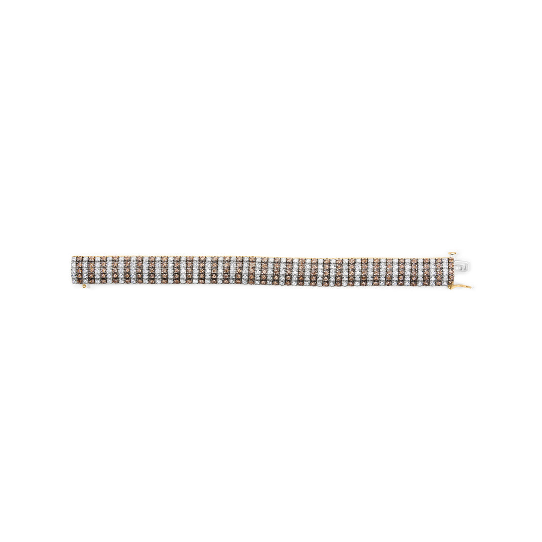 10K Yellow Gold 10-1/3 Cttw Alternating Coco Color and White Diamond 5 Row Tennis Bracelet (Brown/H-I Color, SI1-SI2 Clarity) - Size 7.25
