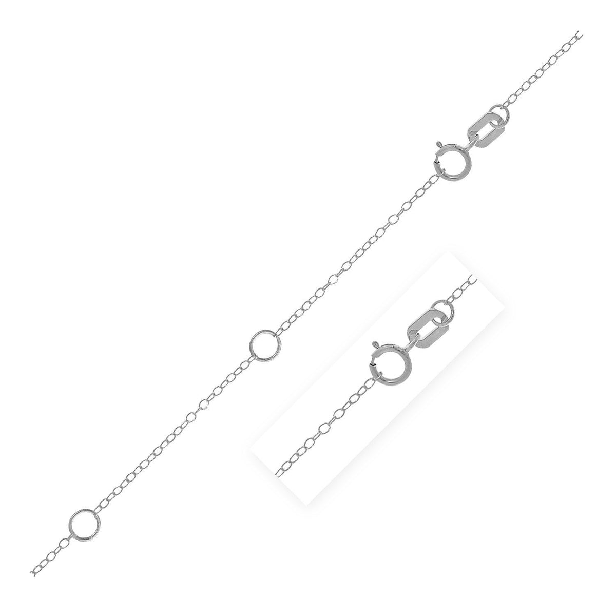 Cadena Piatto Doble Extensible de Oro Blanco de 14k (1.2mm)