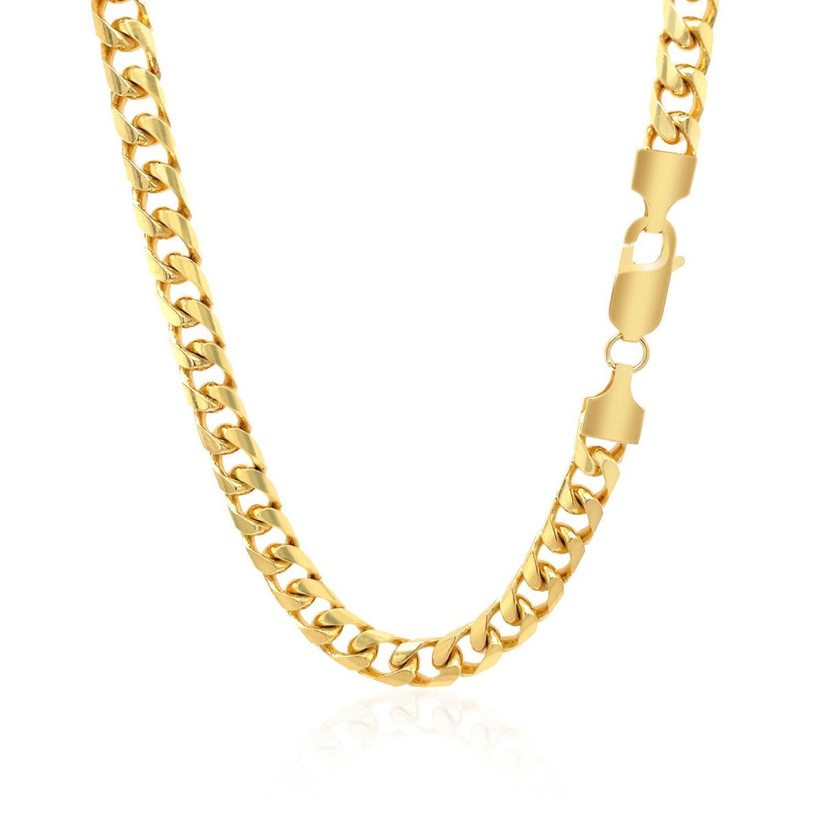Cadena cubana Miami de oro amarillo macizo de 14k y 5.8mm