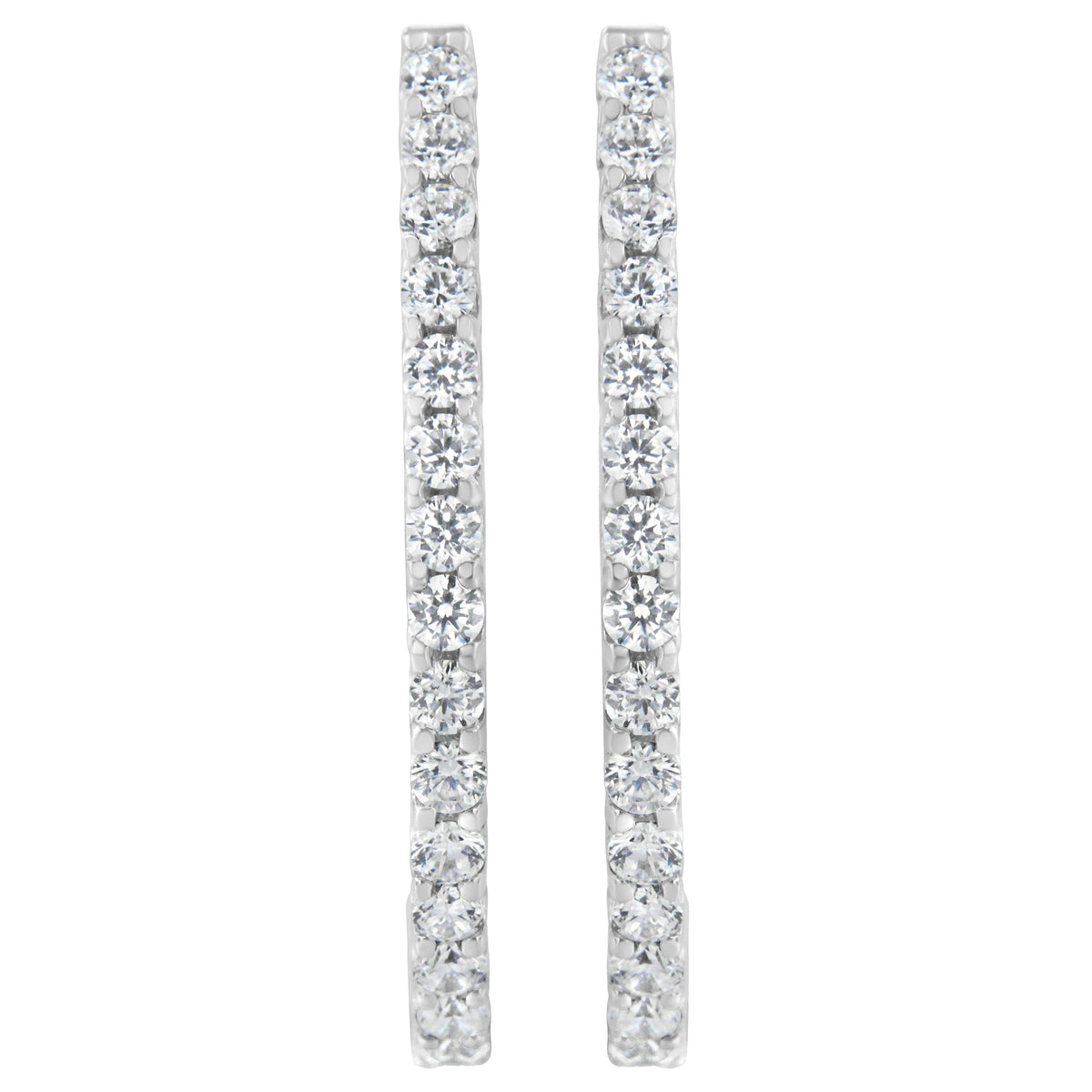 Pendientes de aro con bisagras de oro blanco de 14 quilates con diamantes de corte brillante redondo de 2,0 quilates totales (color I-J, claridad I1-I2)