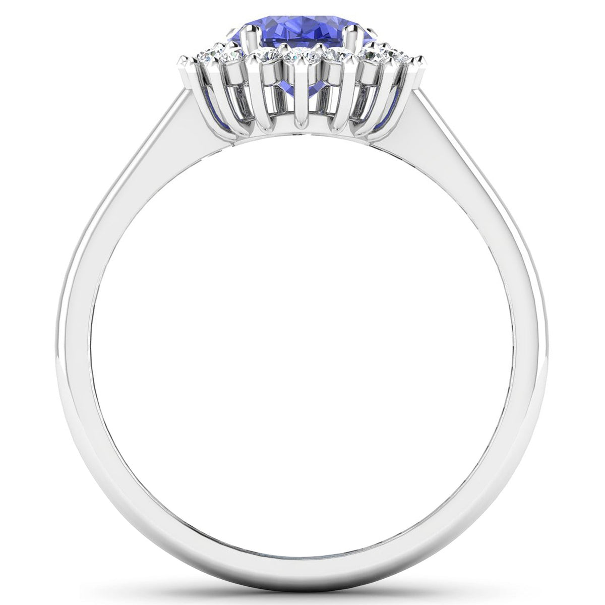 Anillo de oro blanco de 14K con tanzanita genuina de 1,92 quilates y diamante blanco
