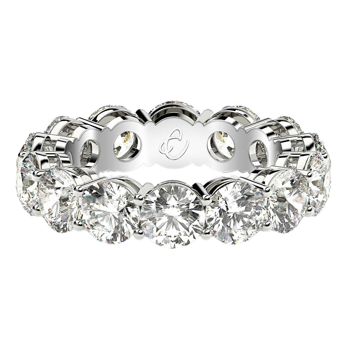 Anillo de eternidad de diamantes redondos cultivados en laboratorio de oro blanco de 14k (6 quilates peso total FG/VS2)