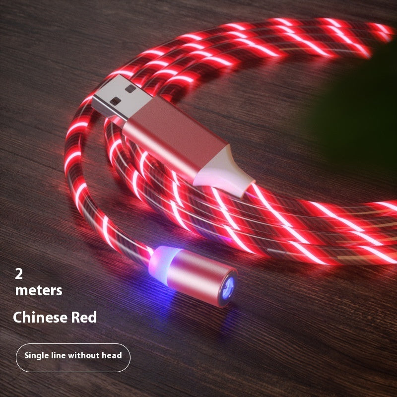 Streamer Magnetic LED Fast-Charge Cable – 3-in-1 USB-C • Micro-USB • Lightning with Colorful LED Glow (1 m / 2 m)