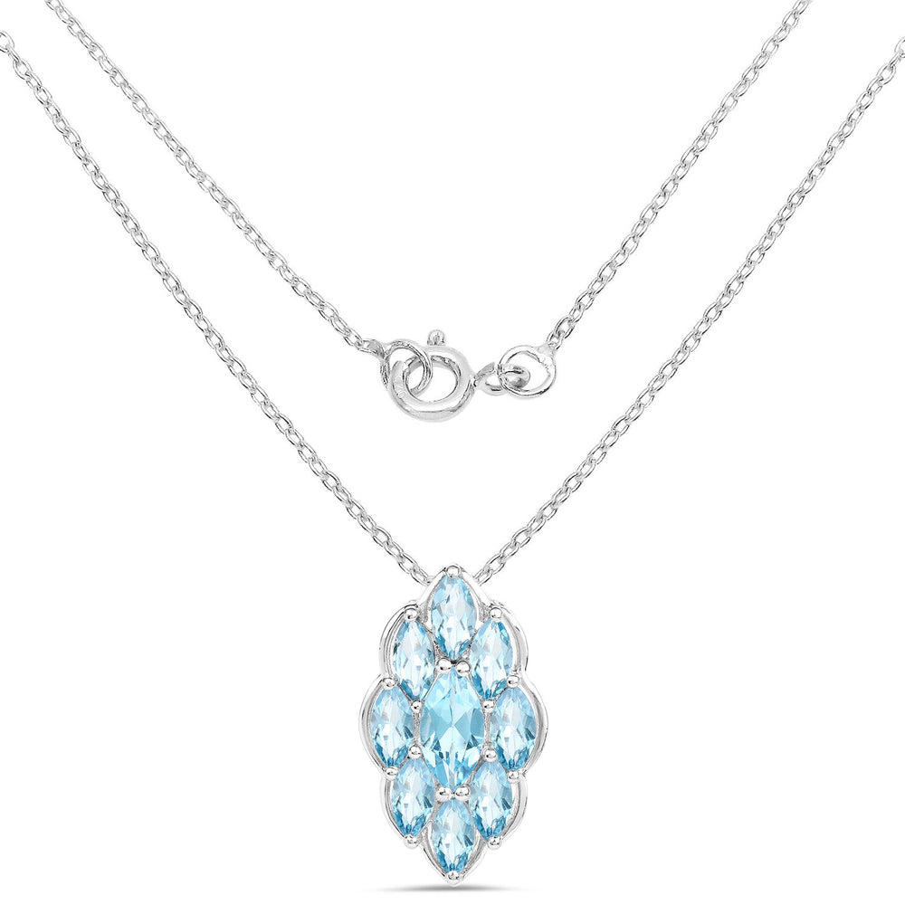 4.77 Carat Genuine Swiss Blue Topaz .925 Sterling Silver Pendant