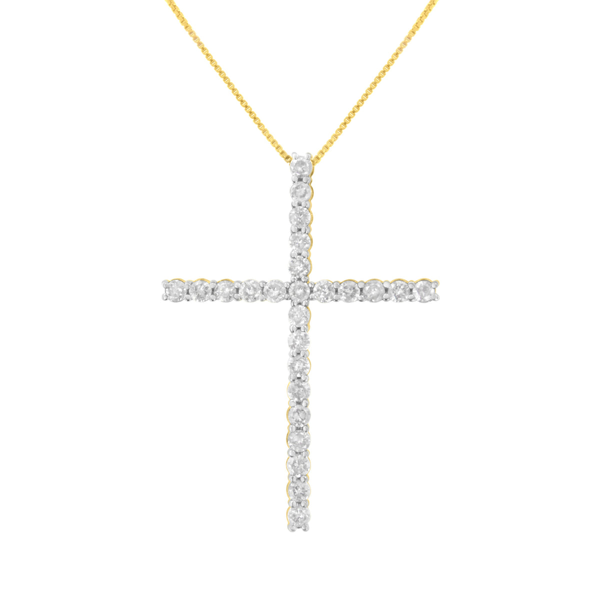 Collar con dije de cruz de diamantes de 2 1/2 cttw de plata esterlina .925 (H-I, I2-I3)