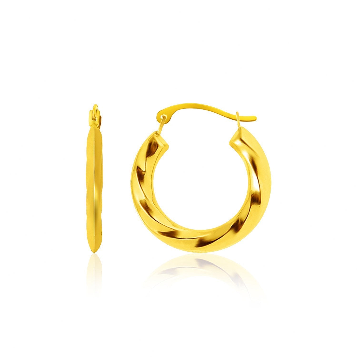 Pendientes de aro de oro amarillo de 14 quilates con textura ondulada