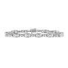 14K White Gold 1.0 Cttw Invisible Set Princess Diamond Alternating Link Tennis Bracelet (I-J Color, I1-I2 Clarity) - 7.25