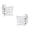 10K White Gold 1/2 Cttw Invisible Set Princess-Cut Diamond Stud Earrings (H-I Color, SI2-I1 Clarity)