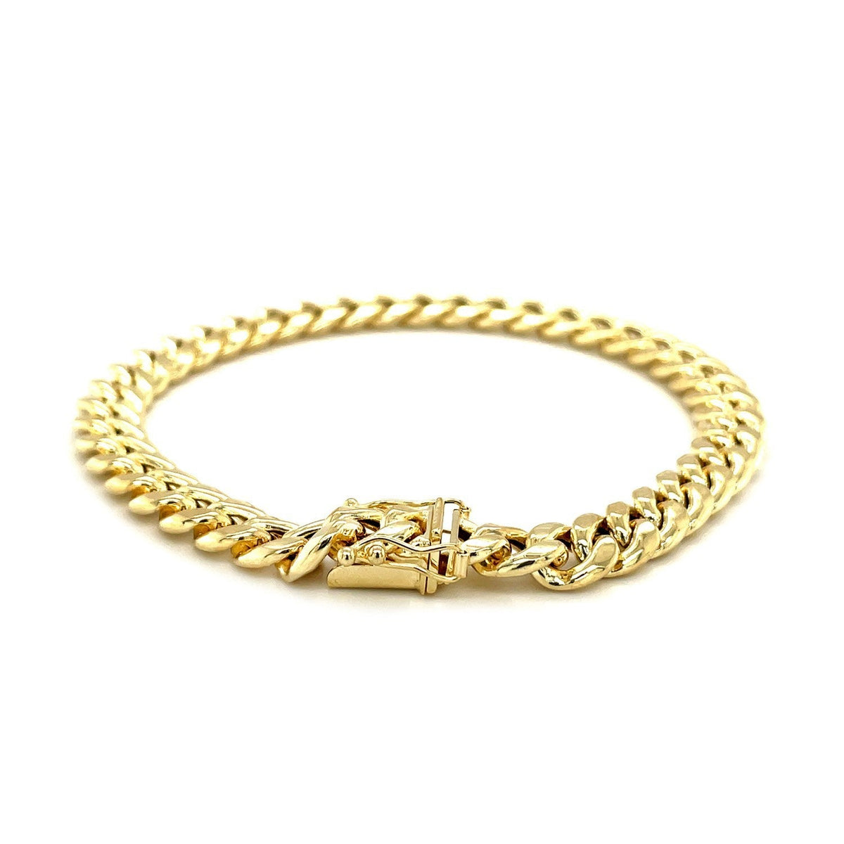 Pulsera semirrígida cubana de oro amarillo de 10k (7.20 mm)