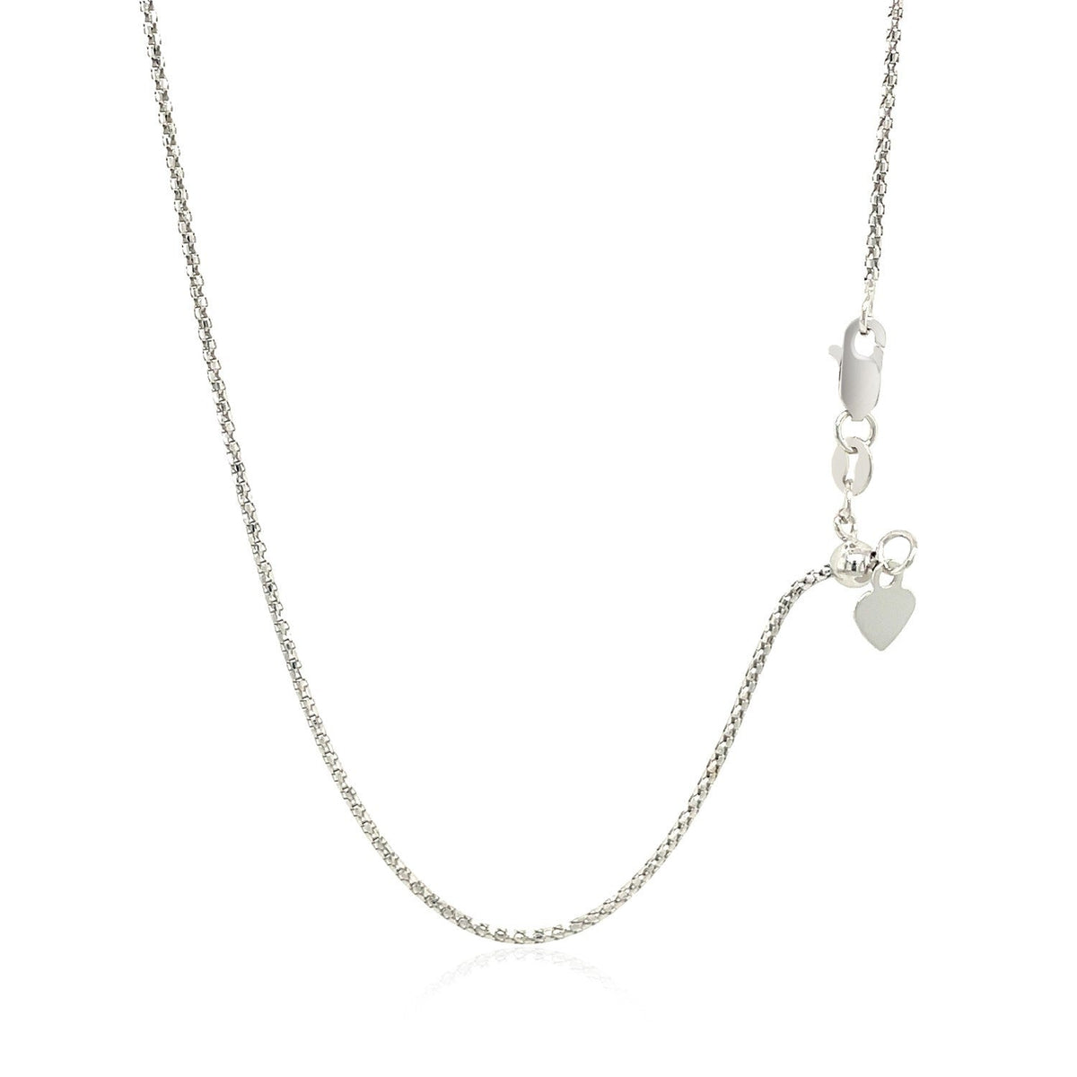 Cadena Ajustable de Palomitas de Maíz de Oro Blanco de 14k de 1.3 mm