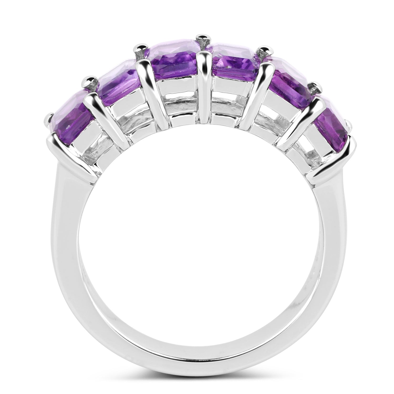 Anillo de plata esterlina .925 con amatista auténtica de 3.30 quilates