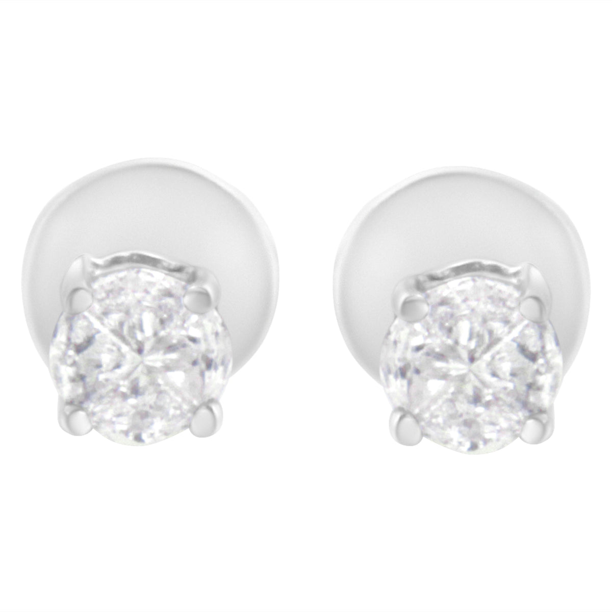 Pendientes de solitario con diamantes de talla pastel de oro blanco de 14K y 1/2 quilate en total (color H-I, claridad SI1-SI2)