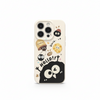 Serie de fundas para teléfono con simpáticos personajes de bolas de carbón negro