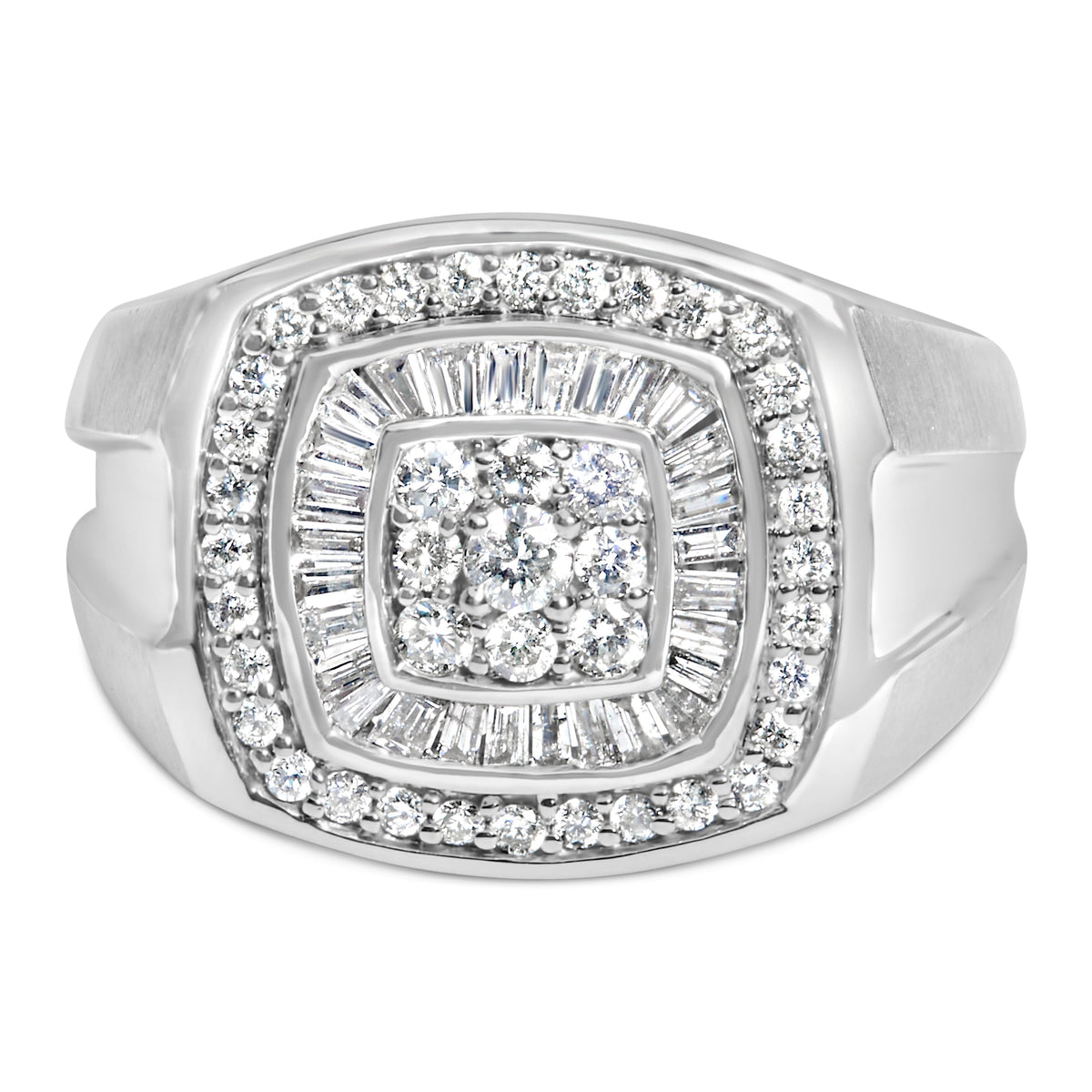 14K White Gold Men's Diamond Band Ring (1 cttw, H-I Color, SI1-SI2 Clarity)
