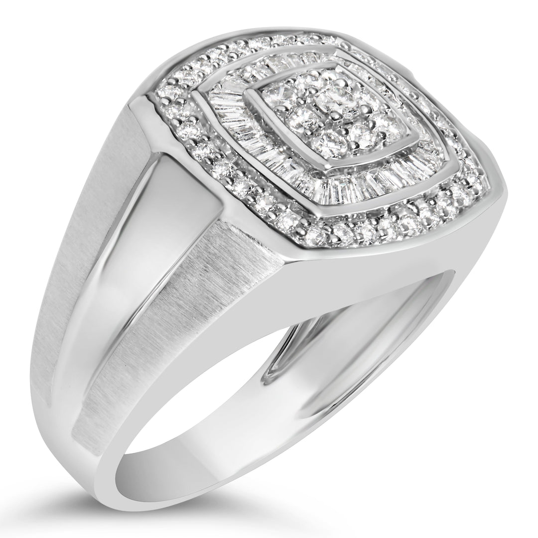 14K White Gold Men's Diamond Band Ring (1 cttw, H-I Color, SI1-SI2 Clarity)
