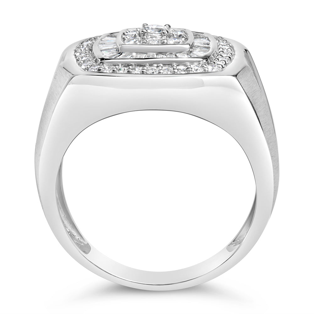 14K White Gold Men's Diamond Band Ring (1 cttw, H-I Color, SI1-SI2 Clarity)