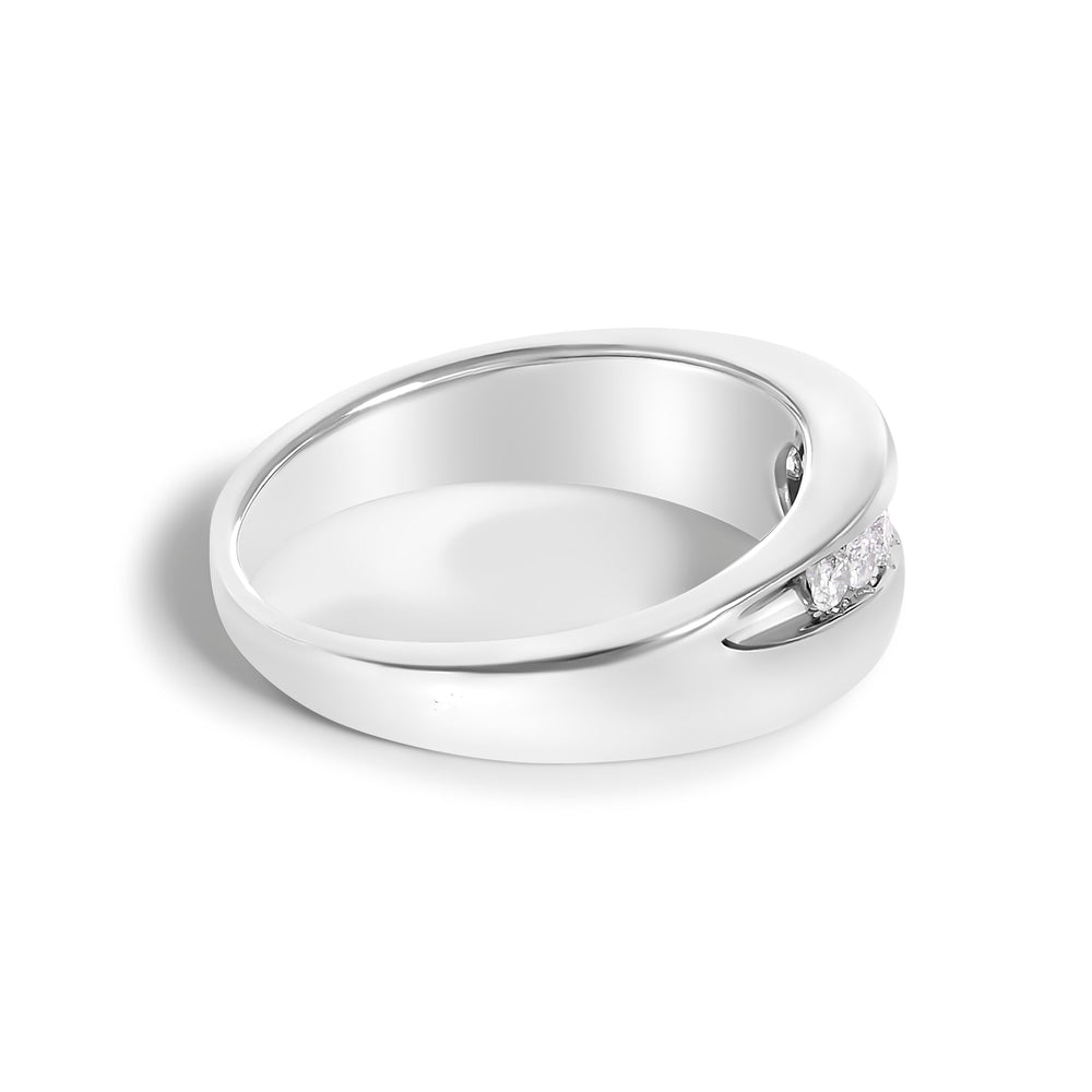 Anillo de banda de 9 piedras de diamante de 1/2 quilate de plata de ley .925 para hombre - Talla 10