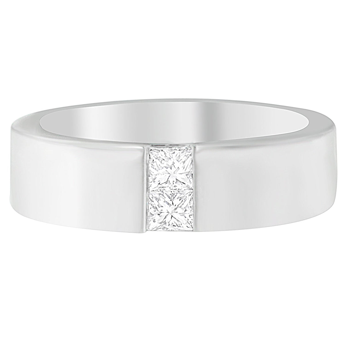 Anillo de oro blanco de 14 quilates para hombre, con diamantes de 0,25 ct.TDW, engaste de canal (G-H, VS1-VS2)