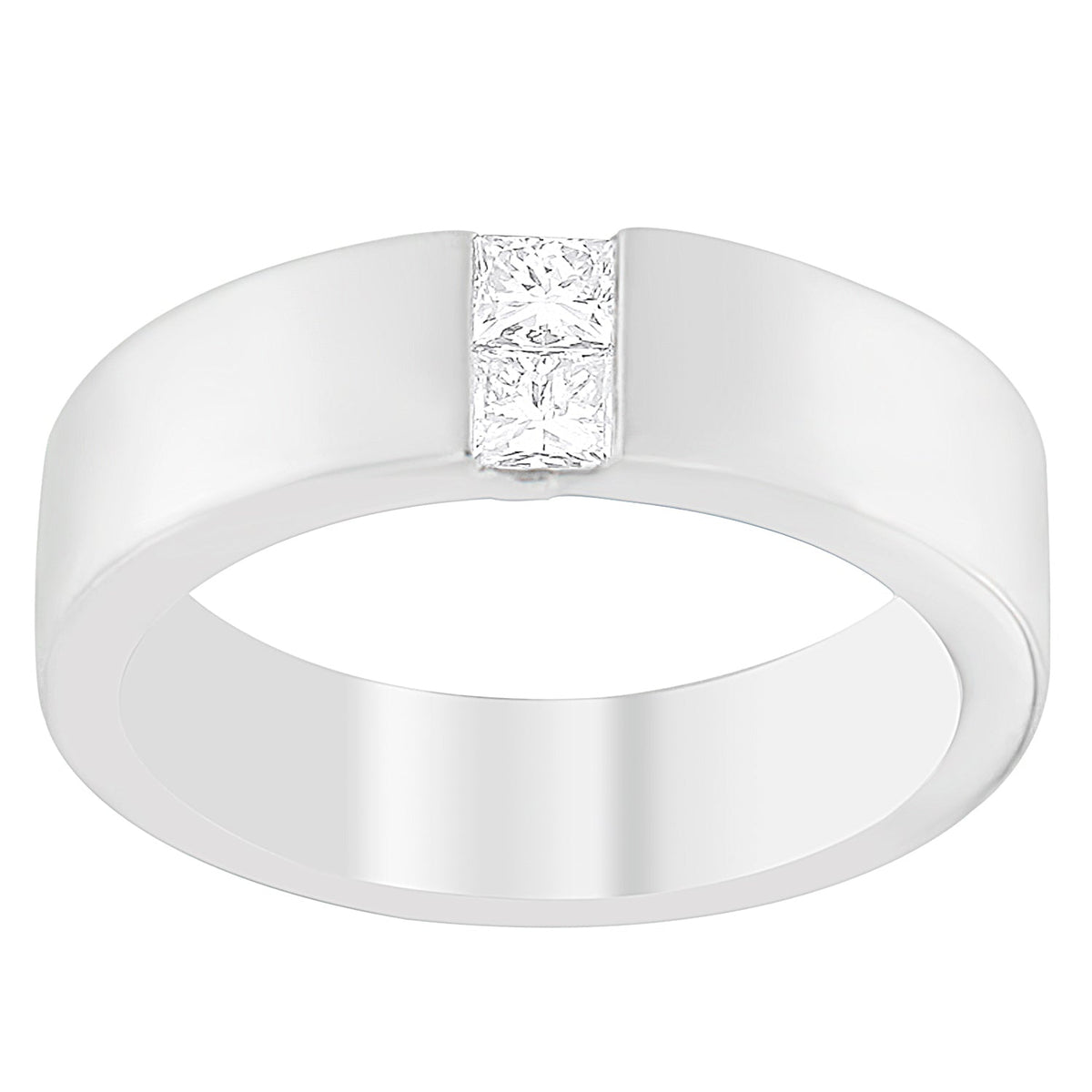 Anillo de oro blanco de 14 quilates para hombre, con diamantes de 0,25 ct.TDW, engaste de canal (G-H, VS1-VS2)