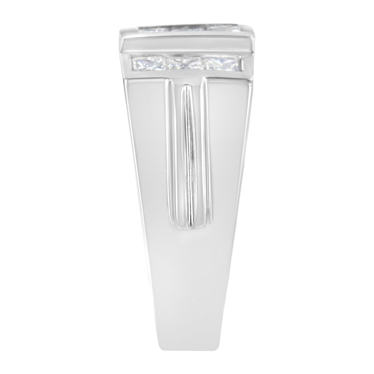 Anillo para hombre de oro blanco de 14 quilates con grupo de diamantes (2 quilates de peso total, color G-H, claridad SI1-SI2)