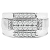 Men's .925 Sterling Silver 1.00 Cttw Diamond Multi Row Band Ring -Size 10