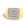 Men's 14K Yellow Gold Plated Sterling Silver 3/4 Cttw Diamond Cushion Head and Halo Band Ring