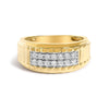 Men's 14K Yellow Gold Plated Sterling Silver 3/8 Cttw Diamond Ribbed Band Ring