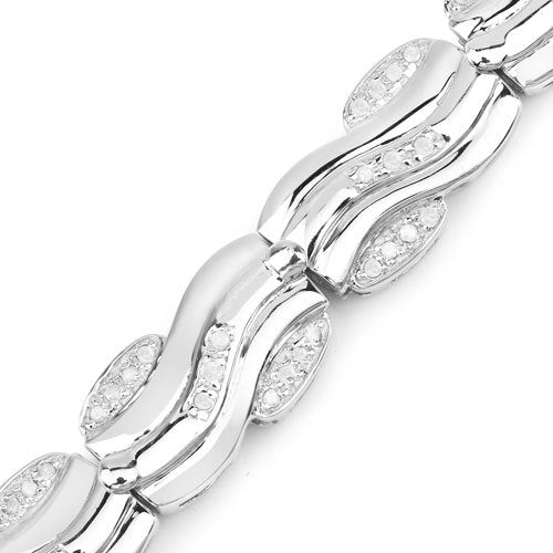 Pulsera de Plata de ley .925 con Diamantes Blancos Genuinos de 0,84 Quilates