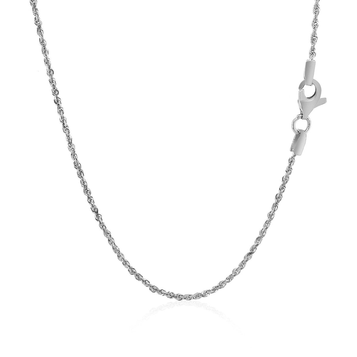 Cadena de cuerda sólida con corte de diamante de oro blanco de 10k y 1,4 mm