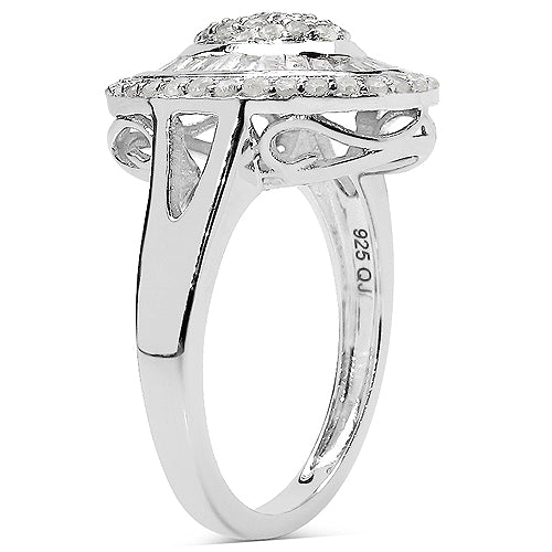 Anillo de plata de ley .925 con diamante blanco auténtico de 1.08 quilates