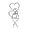 .925 Sterling Silver Double-Heart & Awareness Ribbon Linked Pendant Necklace