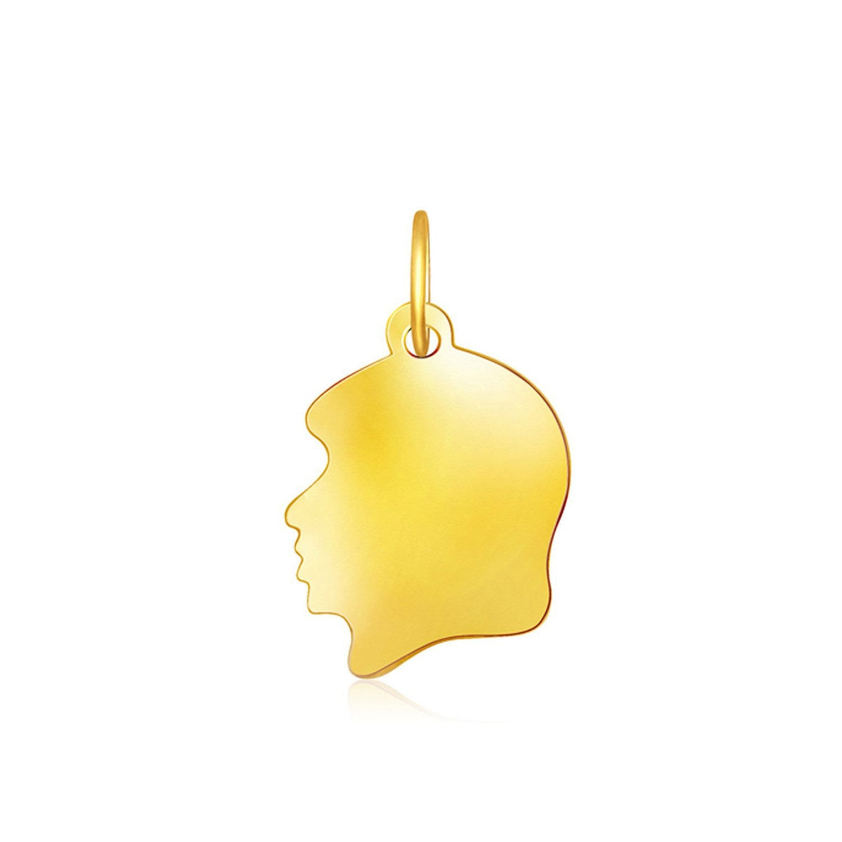 Amuleto de oro amarillo de 14k con cabeza de niña pequeña