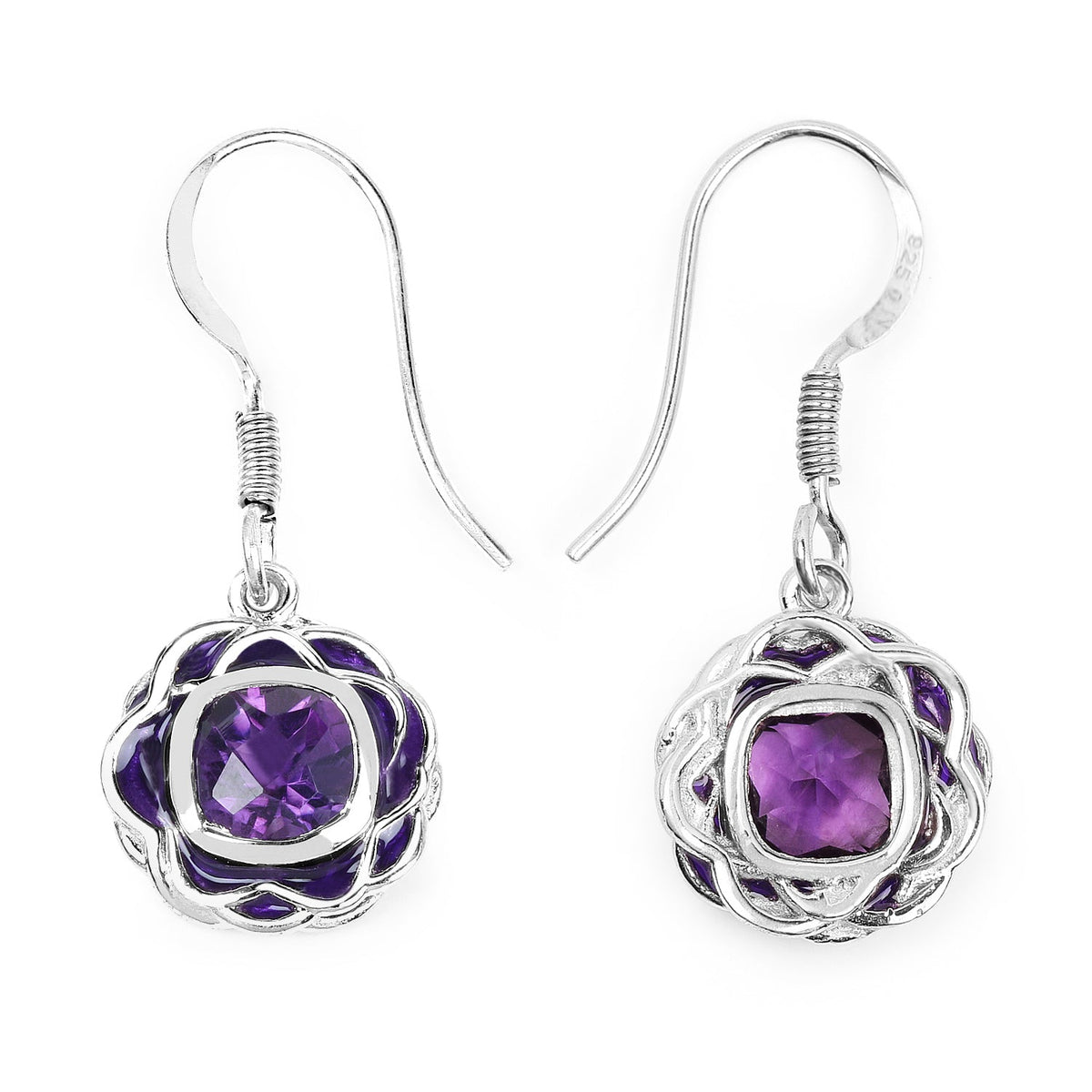 1.50 Carat Genuine Amethyst .925 Sterling Silver Earrings - image 2 of 6