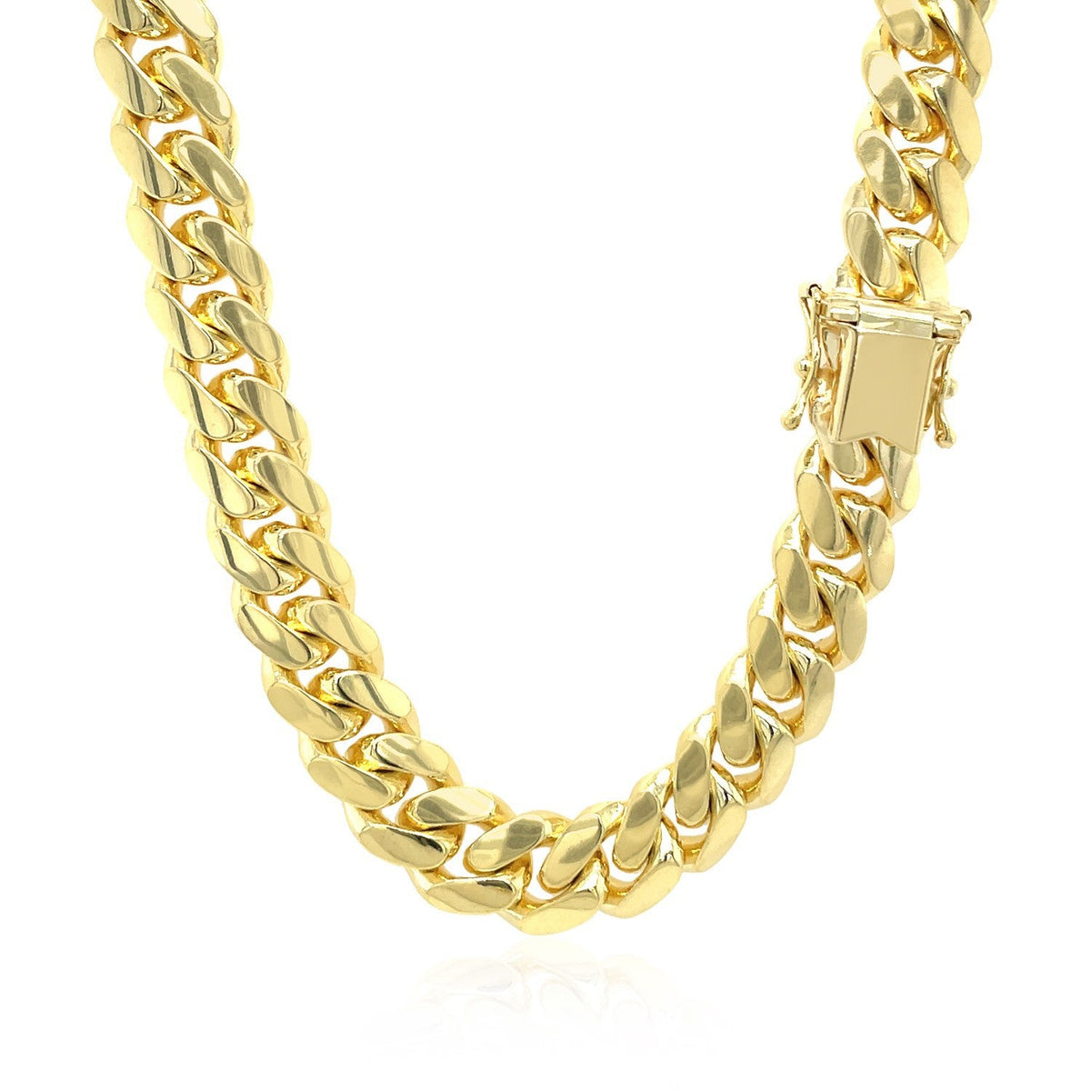 Cadena clásica cubana maciza de oro amarillo de 14k y 9,25mm