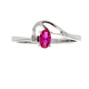 Genuine .02ct Created Ruby Diamond Ring 10KT White Gold