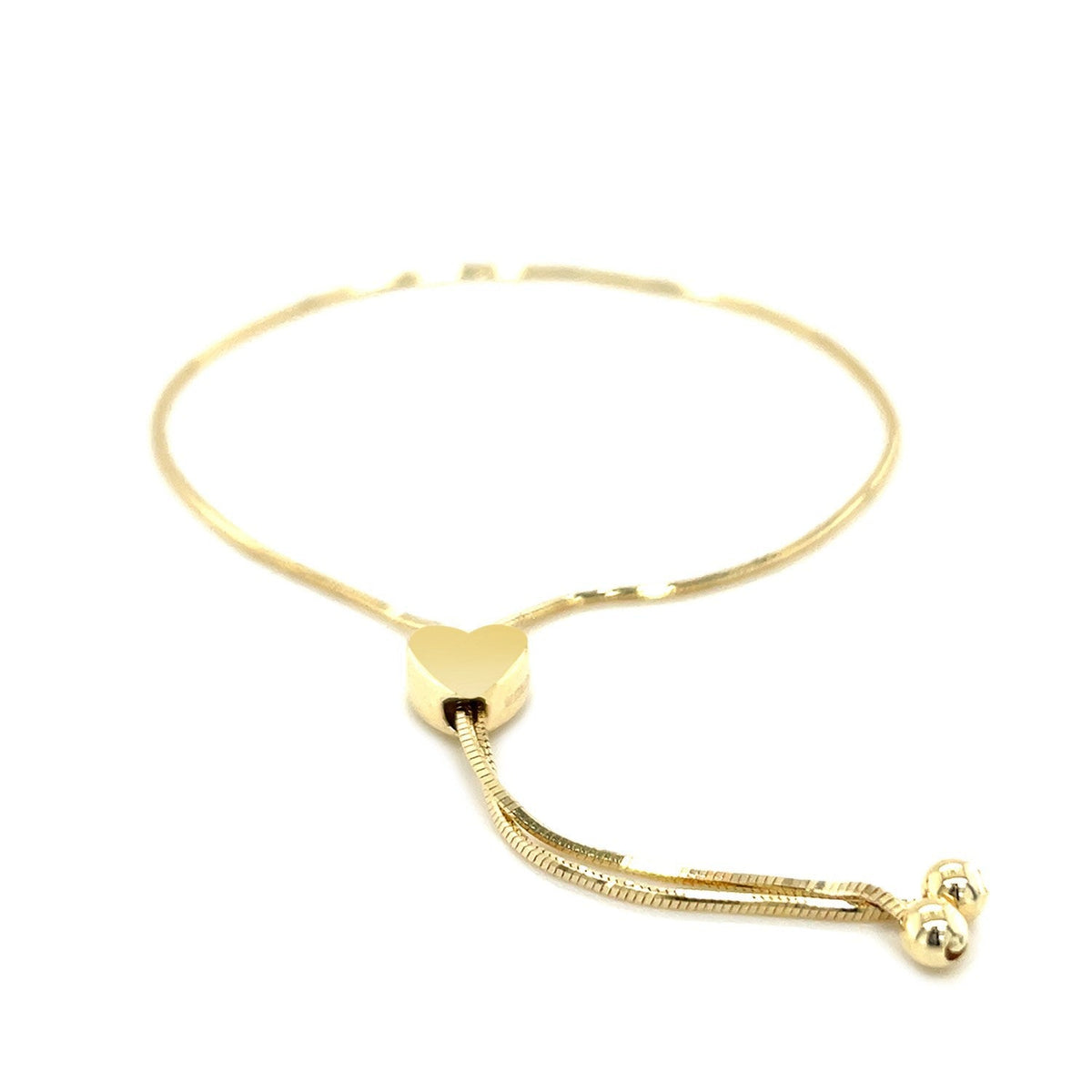 Pulsera de Oro Amarillo de 14k Ajustable Estilo Lariat con Motivo de Corazón