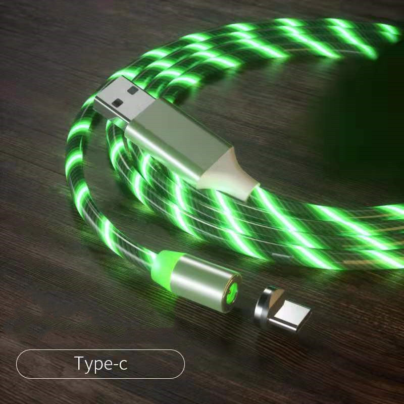 Streamer Magnetic LED Fast-Charge Cable – 3-in-1 USB-C • Micro-USB • Lightning with Colorful LED Glow (1 m / 2 m)