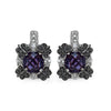 2.67 Carat Genuine Amethyst White Sapphire & Black Diamond .925 Sterling Silver Earrings