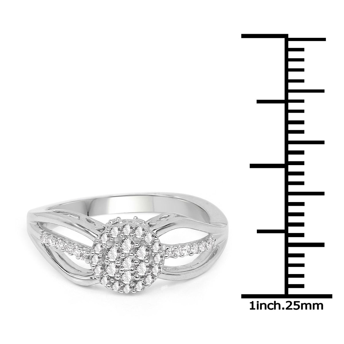 Anillo de oro blanco de 14 quilates con diamante blanco auténtico de 0,25 quilates (color E-F, claridad SI)